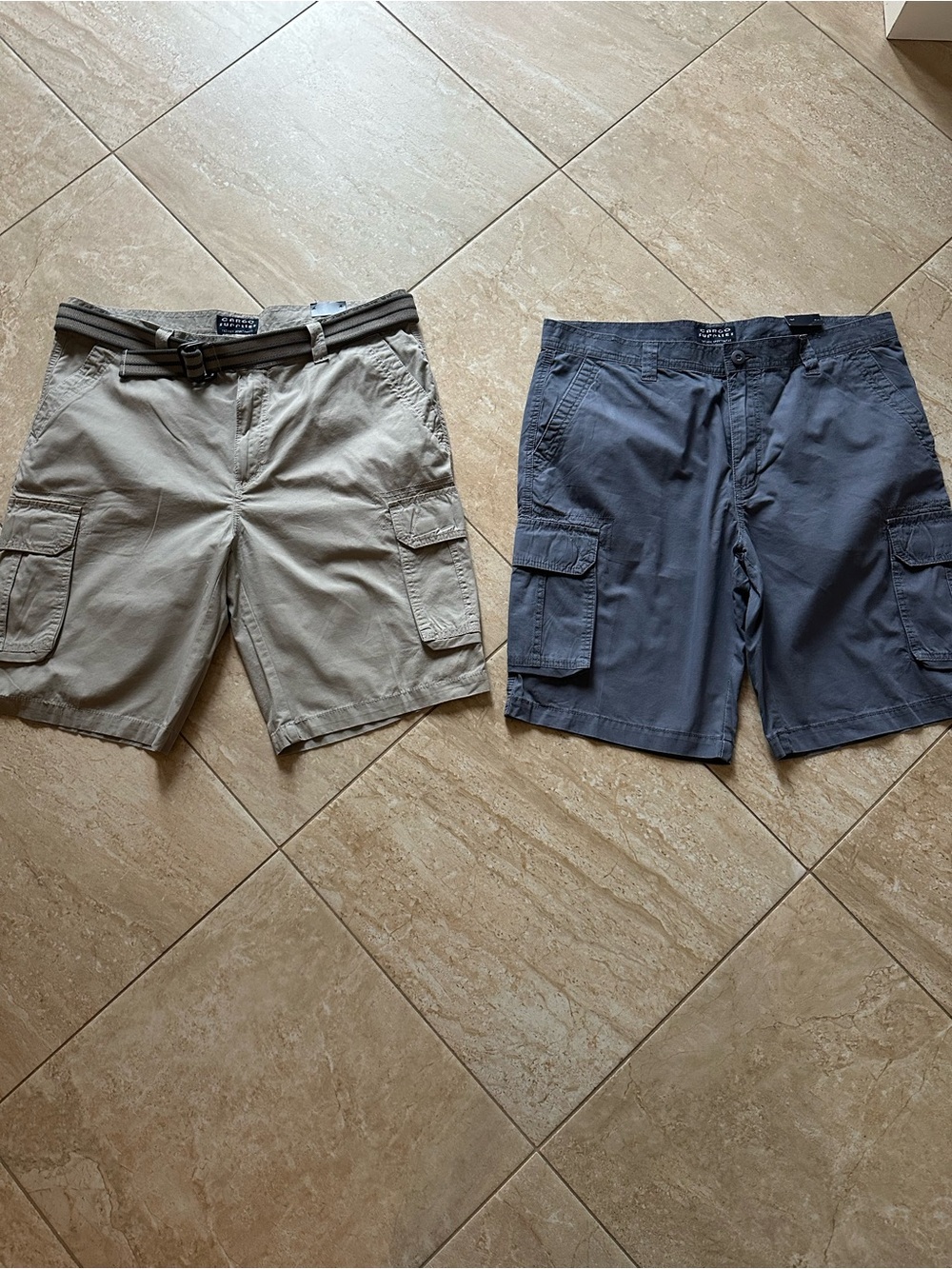 Men's Cargo Shorts - Khaki and Navy size 36 NWT 2 Pairs